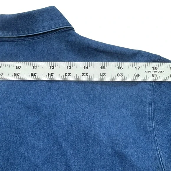 Talbots Chambray Pintuck Button Down Shirt Womens Petite 2X Blue Denim Plus Size - Picture 6 of 12
